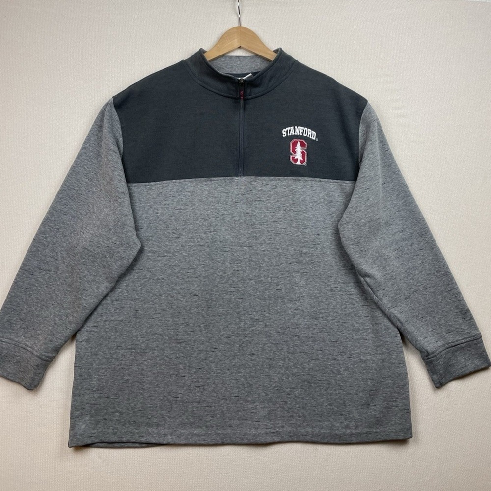 Champion Authentic Stanford University Men's 1/4 Zip Campus Pullover‎ 2XL Gray